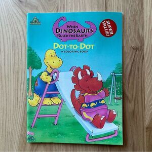Vintage Coloring Book When Dinosaurs Ruled The Earth Dot-to-Dot 1987